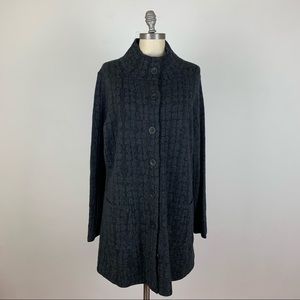 Eileen Fisher Plus Black Wool Blend Jacket